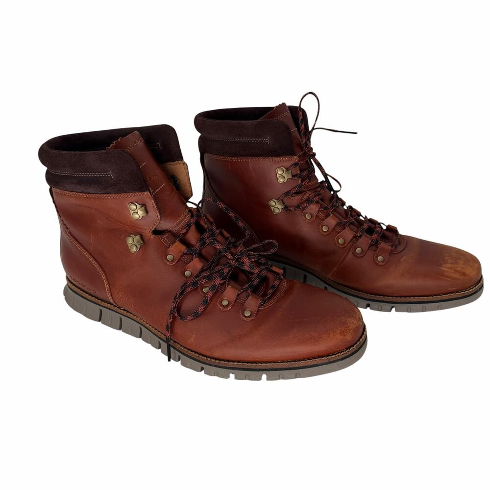 Cole Haan Zerogrand Brown Leather Hiking Lace-Up Boots 13M